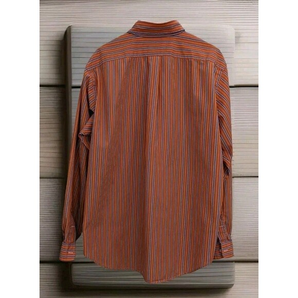 VTG Men’s American Living Coral & Blue Striped Button Down Classic Shirt SZ L - Picture 2 of 6